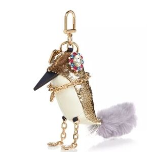 Tory Burch Gold and Cream Bird Keychain